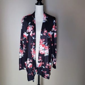 Soft Black Floral Cardigan